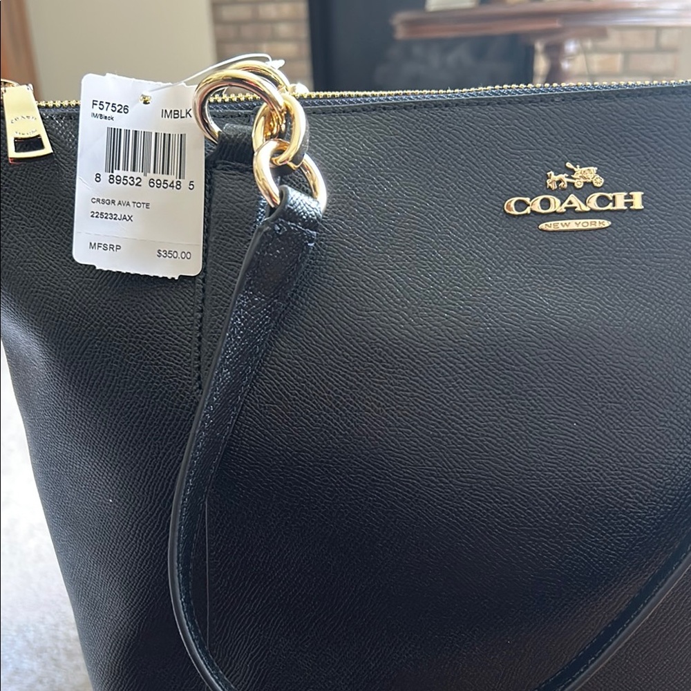 Coach Black Leather Tote Bag